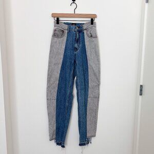 BDG Gray and Blue Two Toned High Rise Barrel Leg Jeans